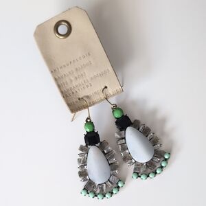 Anthropologie Mint and Black Teardrop Earrings